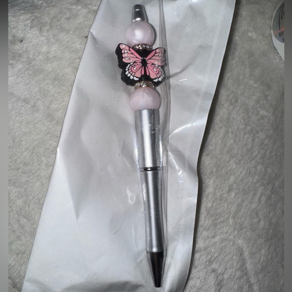 Other - Silver Pen with Pink Butterfly Charm